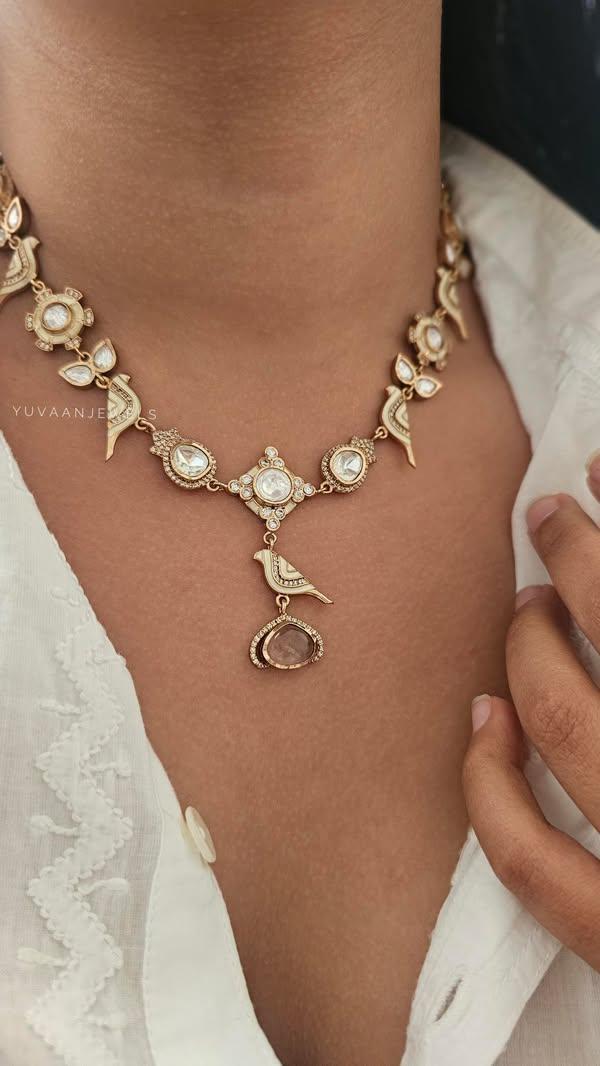 Chidiya delicate polki necklace Thumbnail