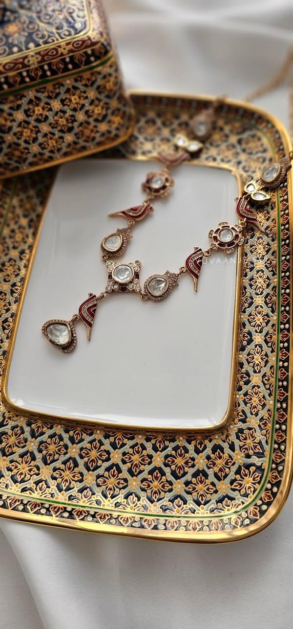Chidiya delicate polki necklace Thumbnail