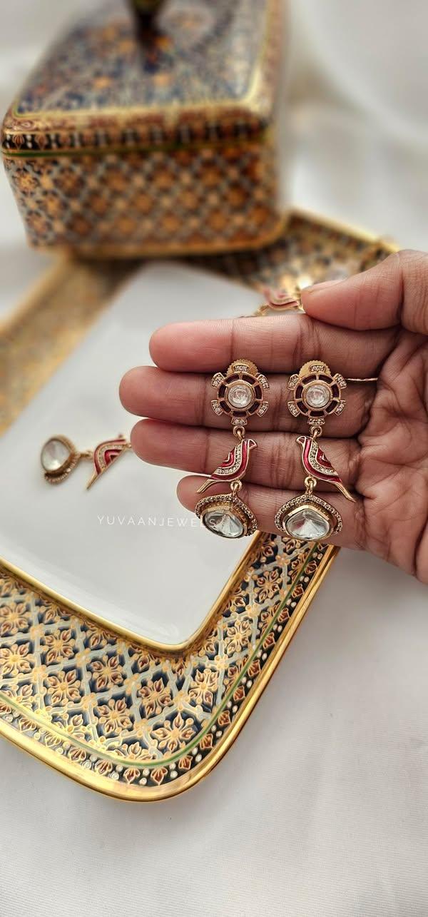 Chidiya delicate polki necklace Thumbnail