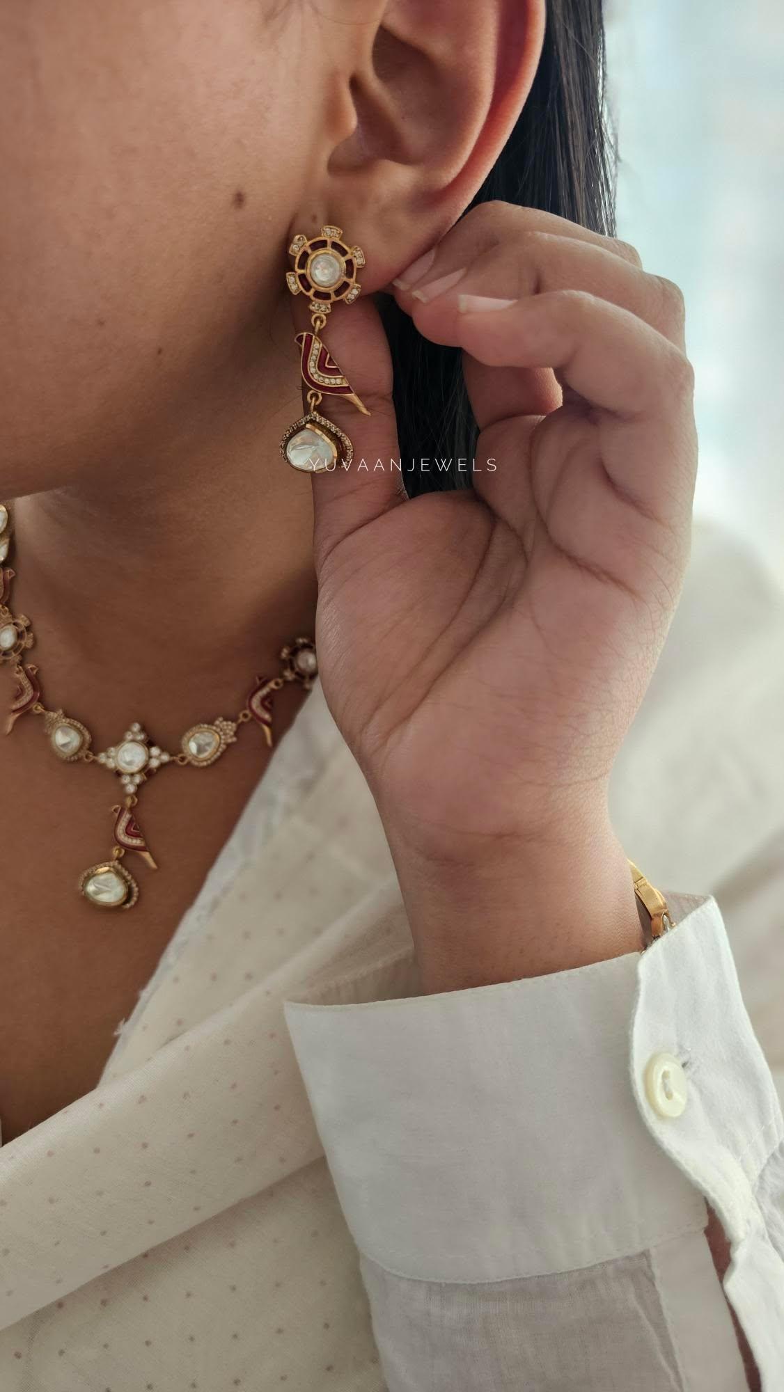 Chidiya delicate polki necklace Thumbnail