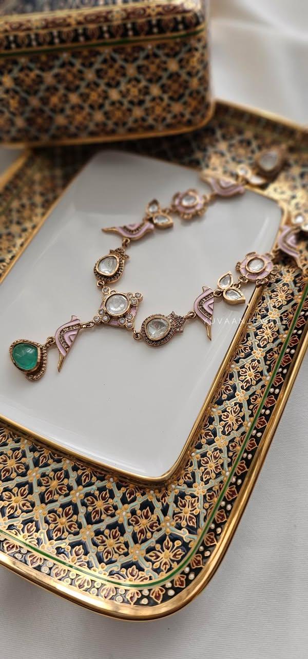 Chidiya delicate polki necklace Thumbnail