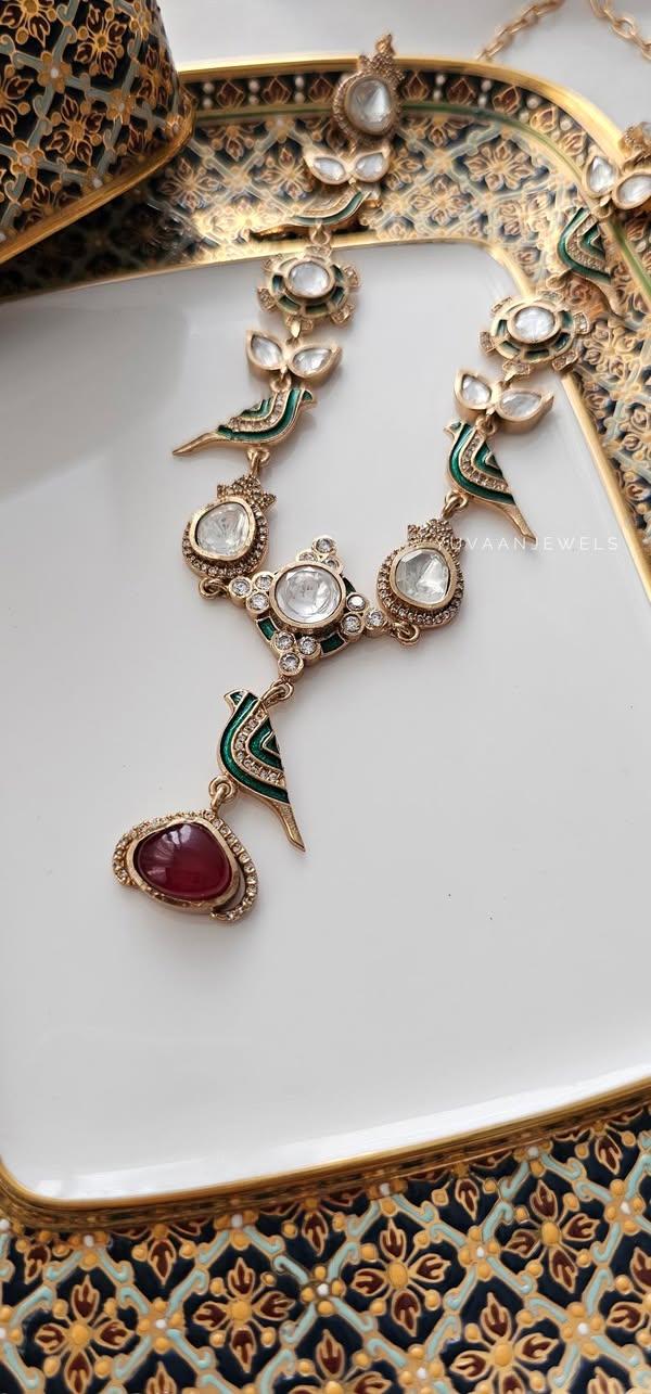 Chidiya delicate polki necklace Thumbnail