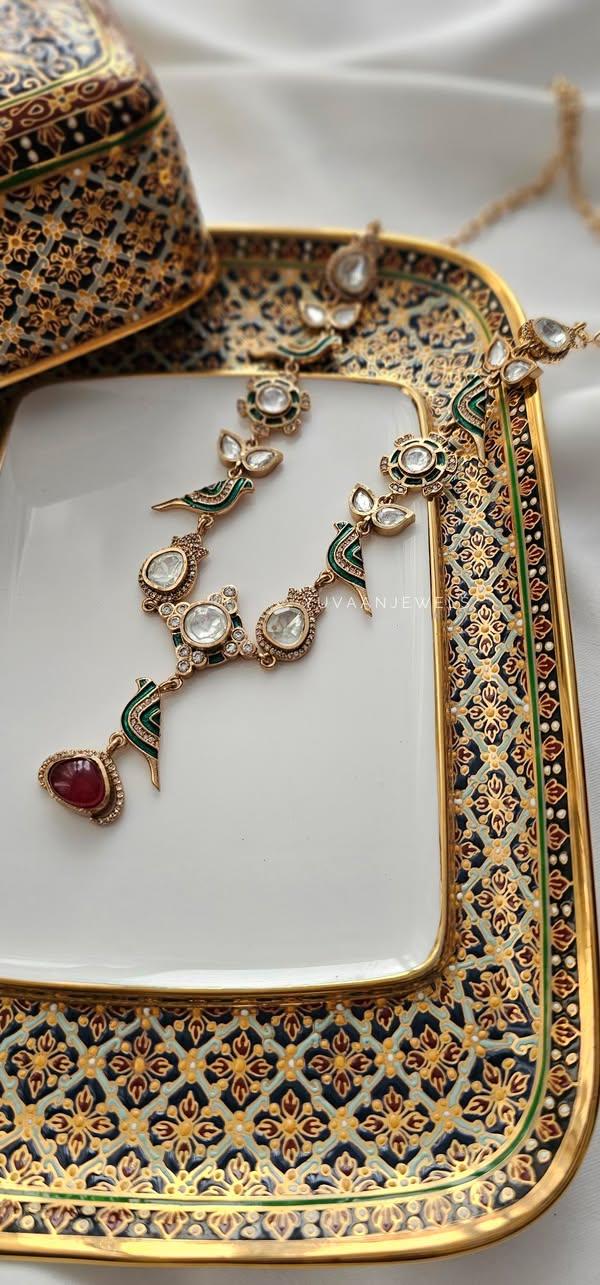 Chidiya delicate polki necklace Thumbnail