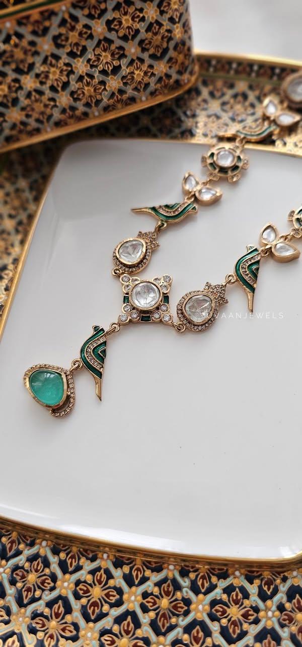 Chidiya delicate polki necklace Thumbnail