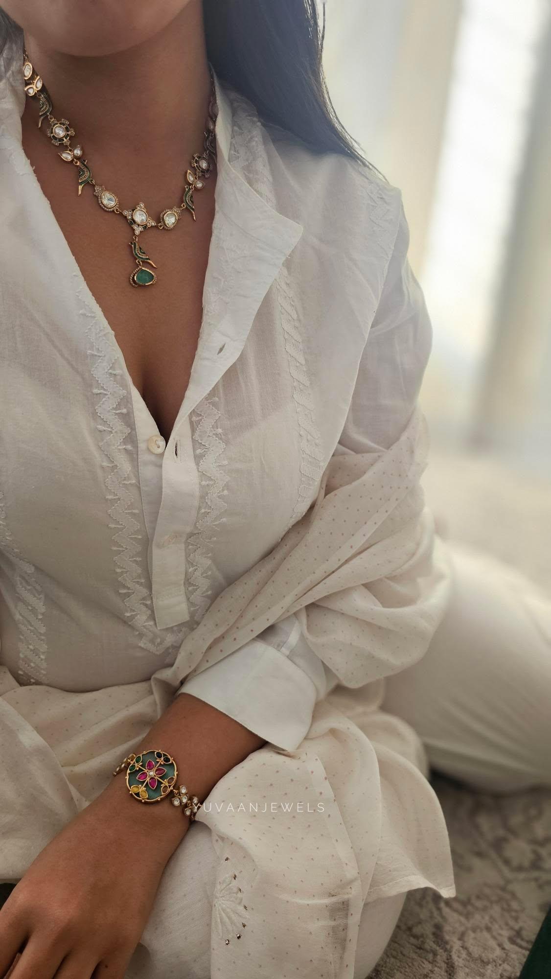 Chidiya delicate polki necklace Thumbnail