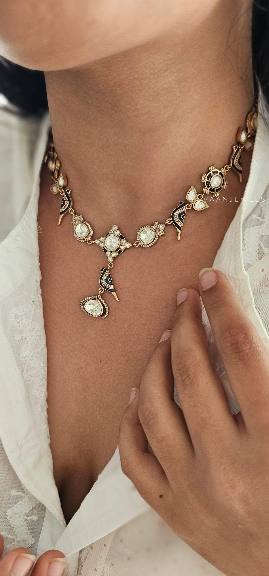 Chidiya delicate polki necklace Thumbnail
