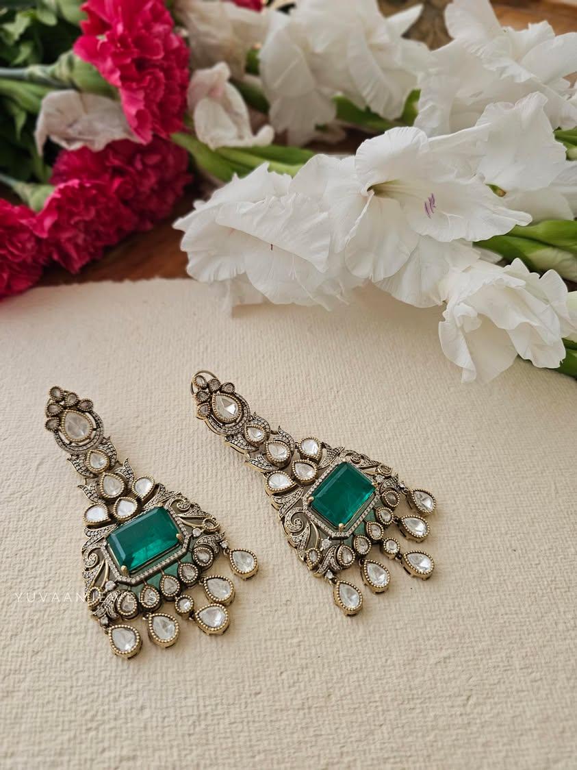 Shia quartz and polki earrings Thumbnail