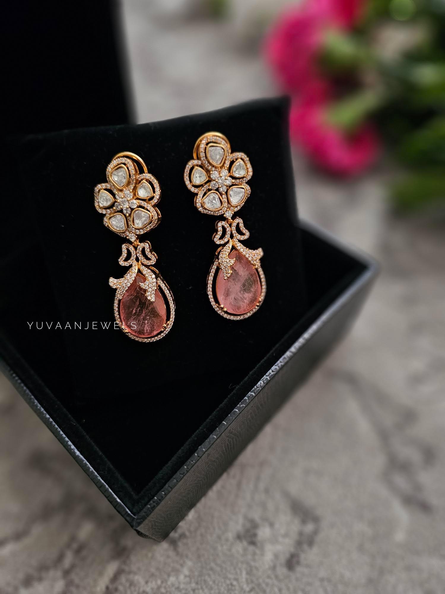 Alora quartz and polki earrings Thumbnail