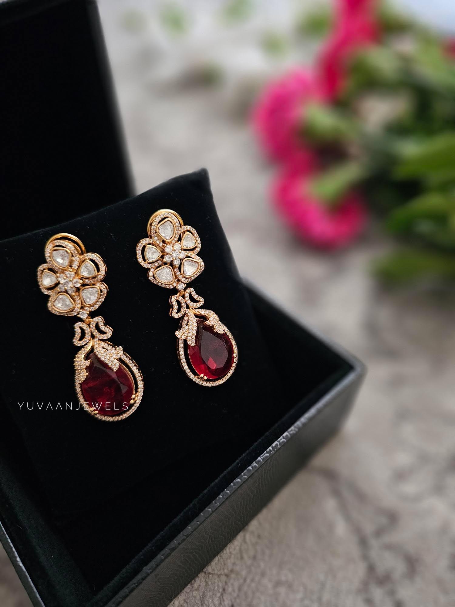 Alora quartz and polki earring Thumbnail