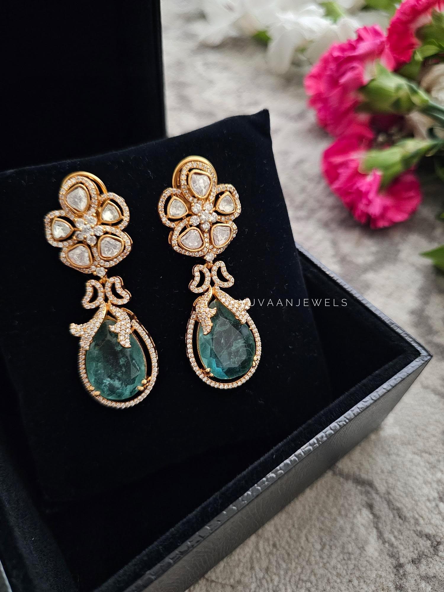 Alora quartz and polki earrings Thumbnail