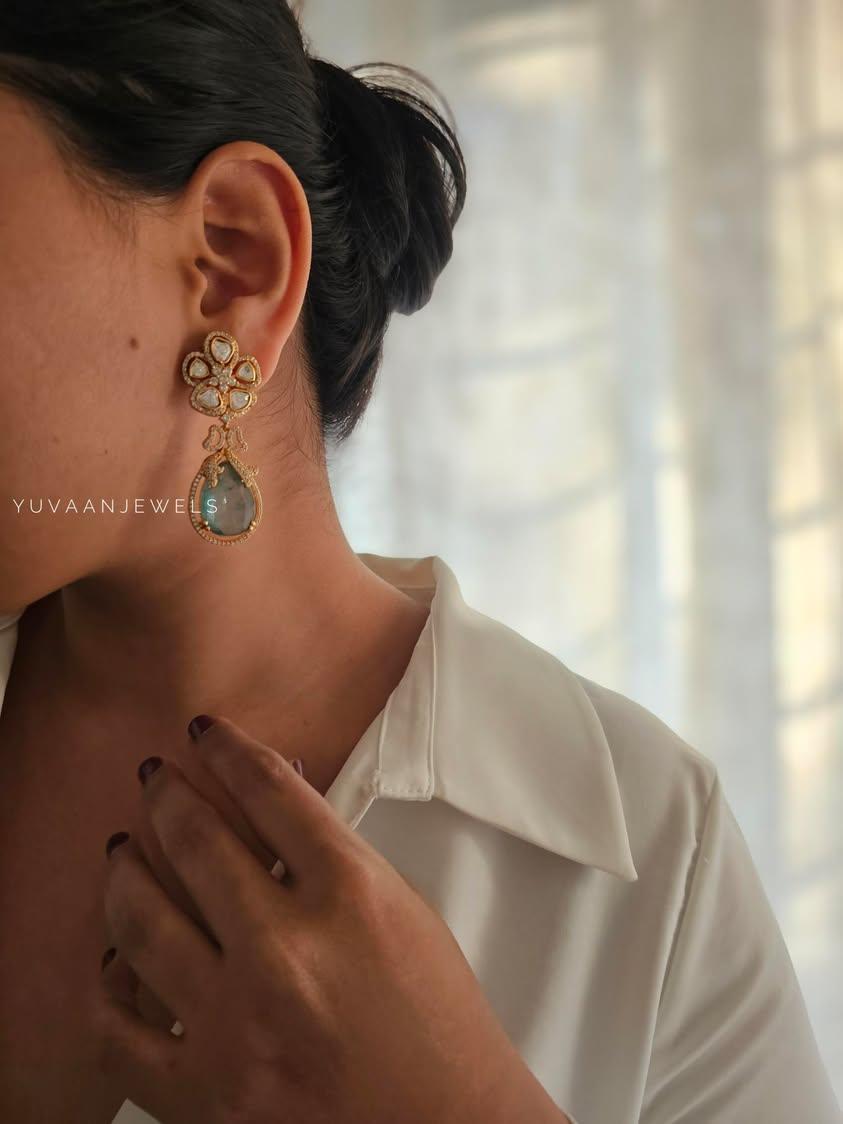 Alora quartz and polki earrings Thumbnail