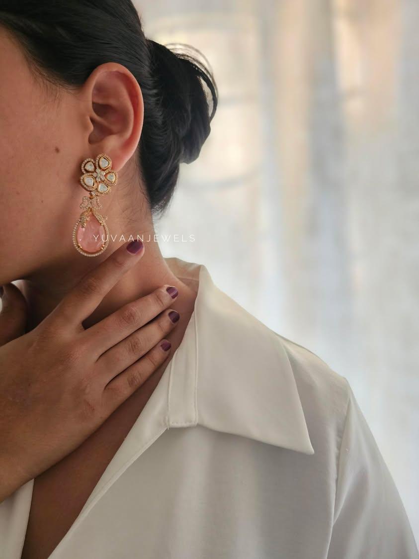 Alora quartz and polki earrings Thumbnail
