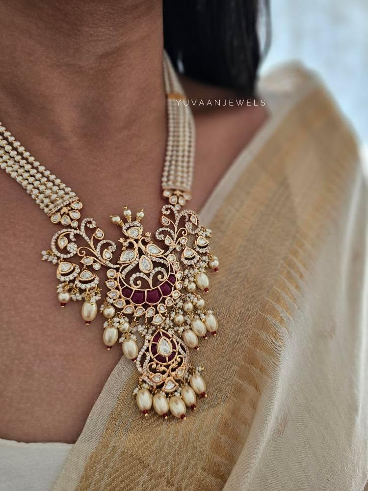 Kasturi pearl and polki haar Thumbnail