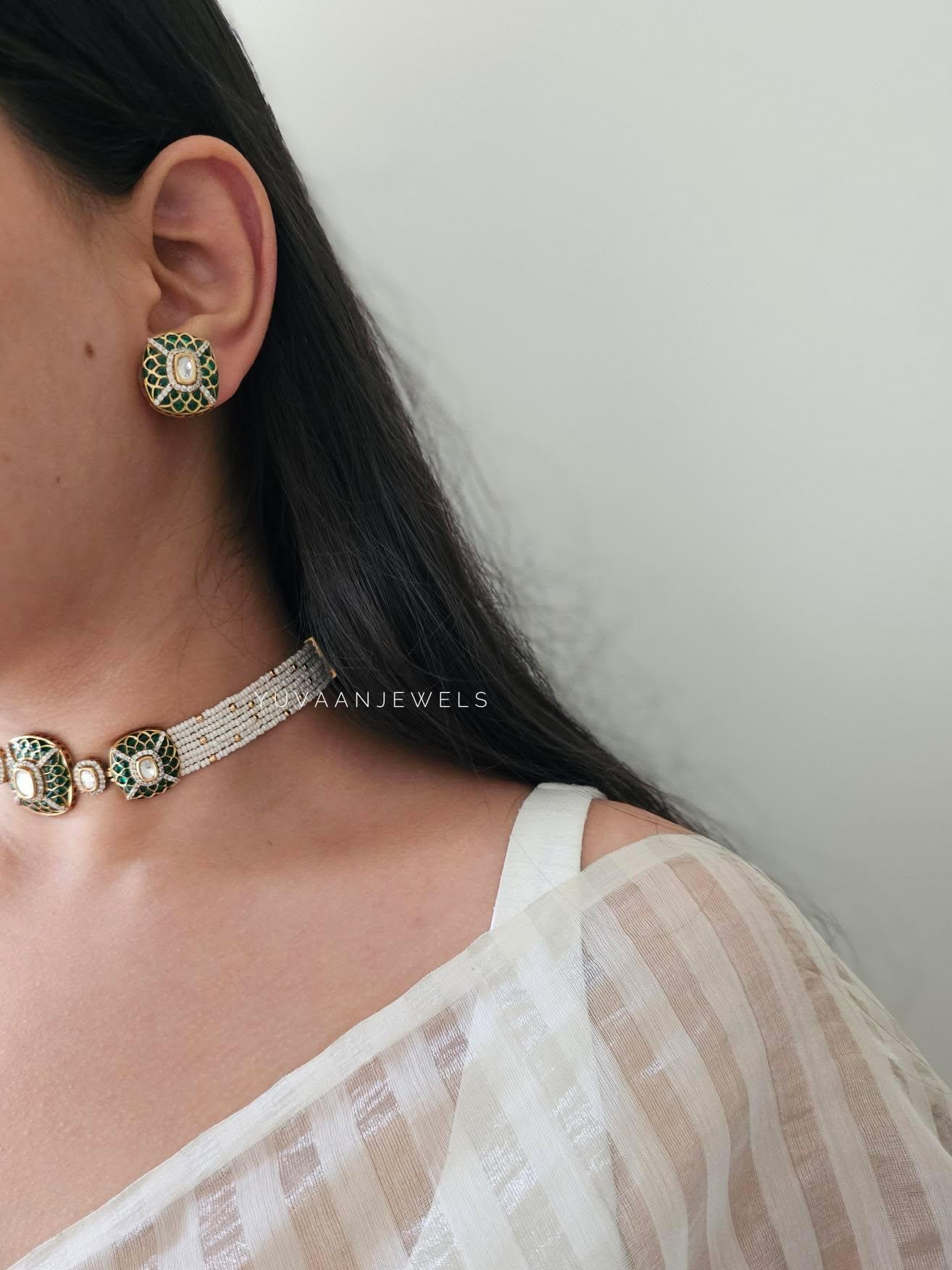 Shamsi delicate meenakari choker Thumbnail