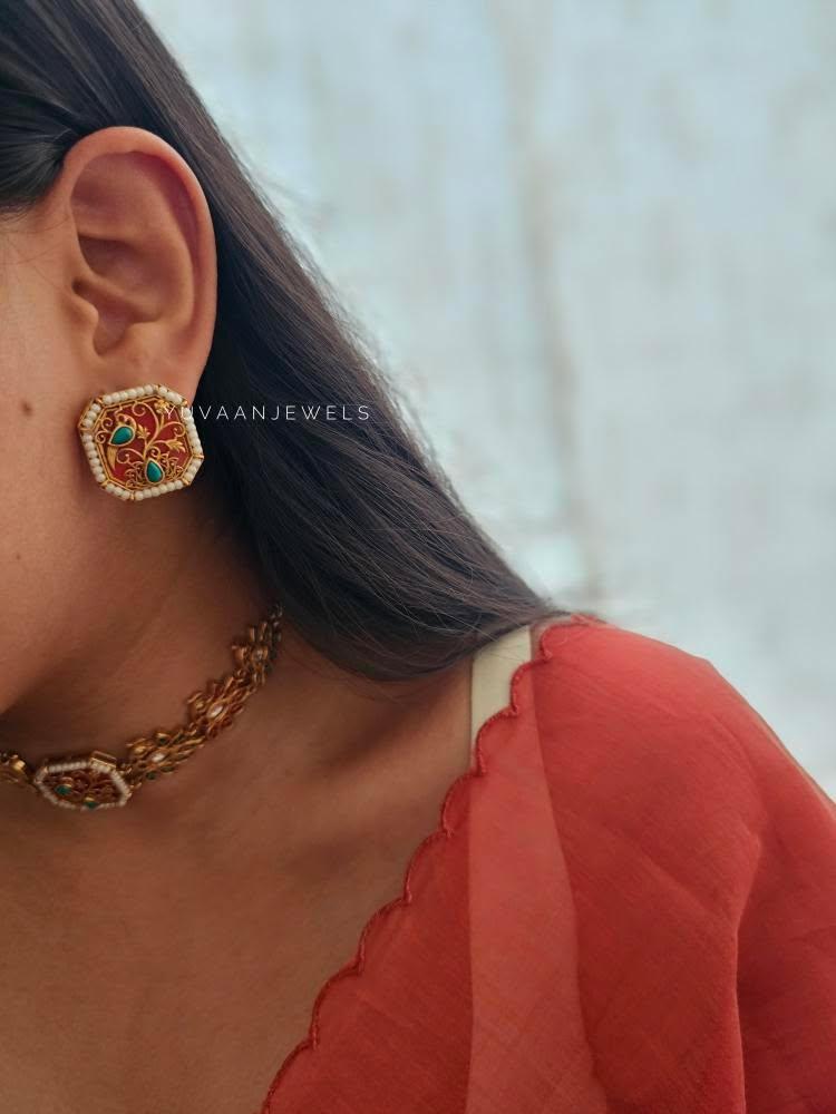 Moor handcrafted choker with earrings Thumbnail