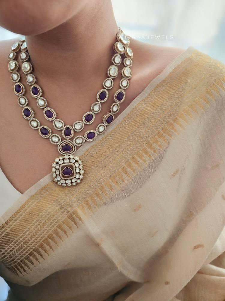 Madhushree quartz and polki necklace