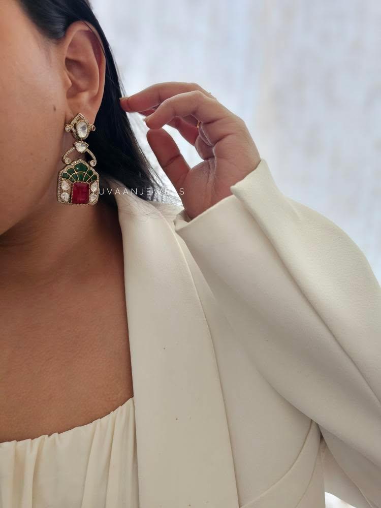 Navodya quartz and polki earrings Thumbnail