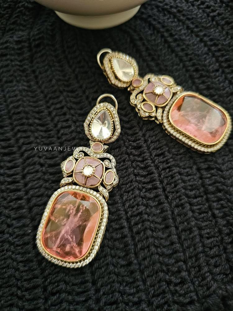 Swara quartz and polki earrings Thumbnail