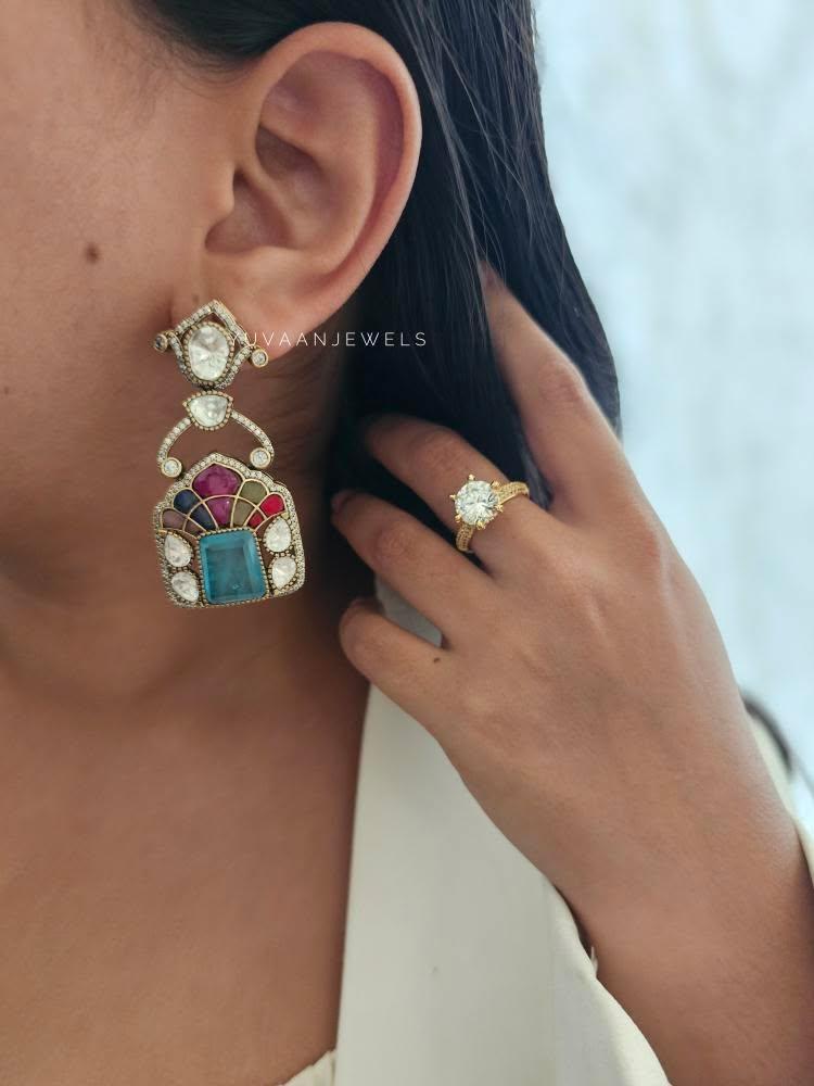 Navodya quartz and polki earrings Thumbnail