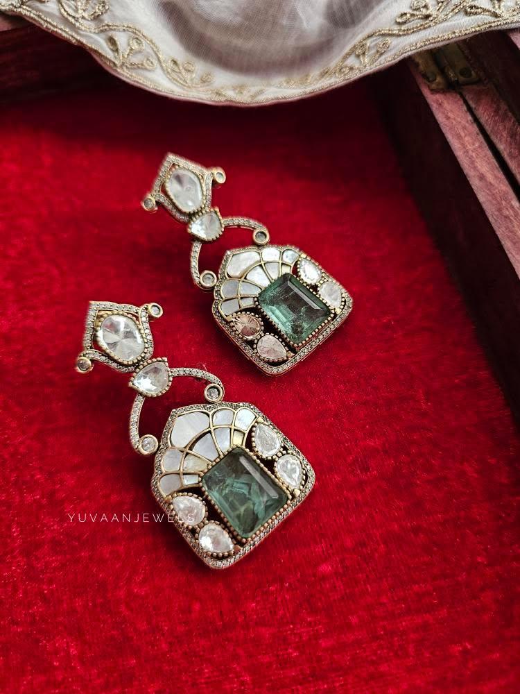 Navodya quartz and polki earrings Thumbnail