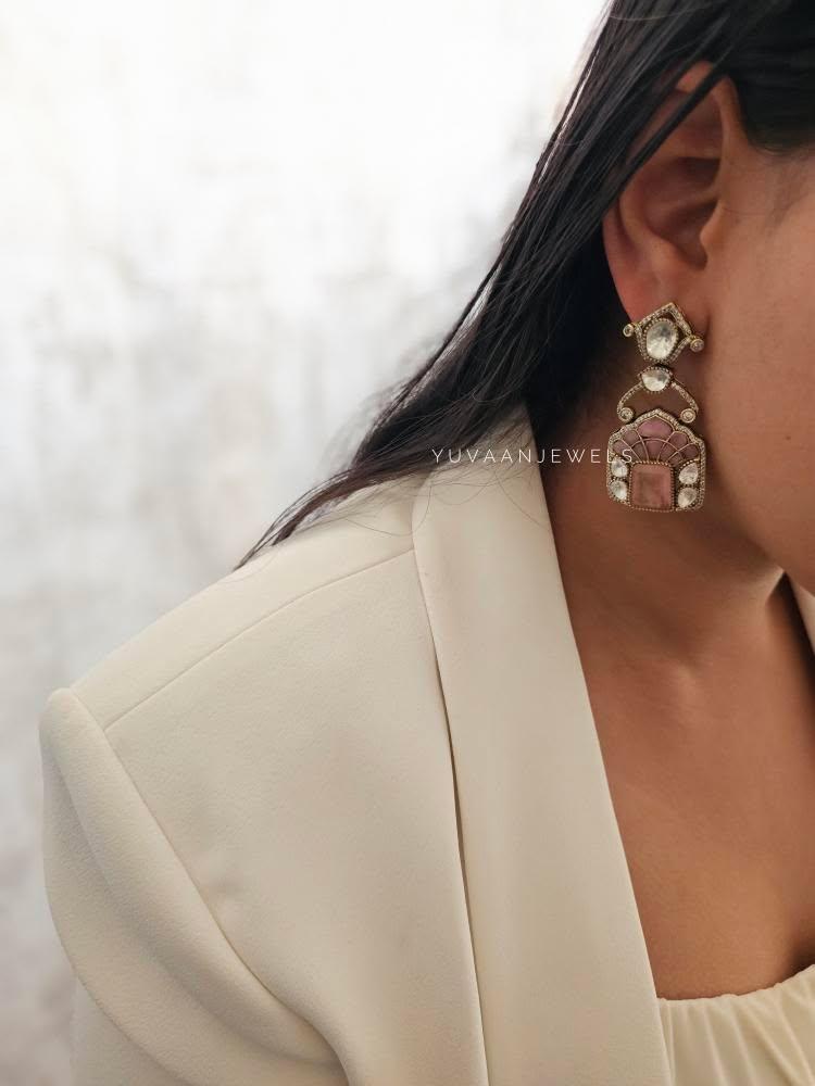 Navodya quartz and polki earrings Thumbnail