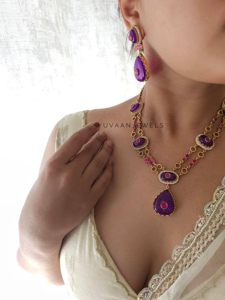 Prushka quartz and polki necklace Thumbnail