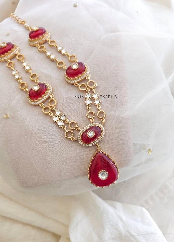 Prushka quartz and polki necklace Thumbnail