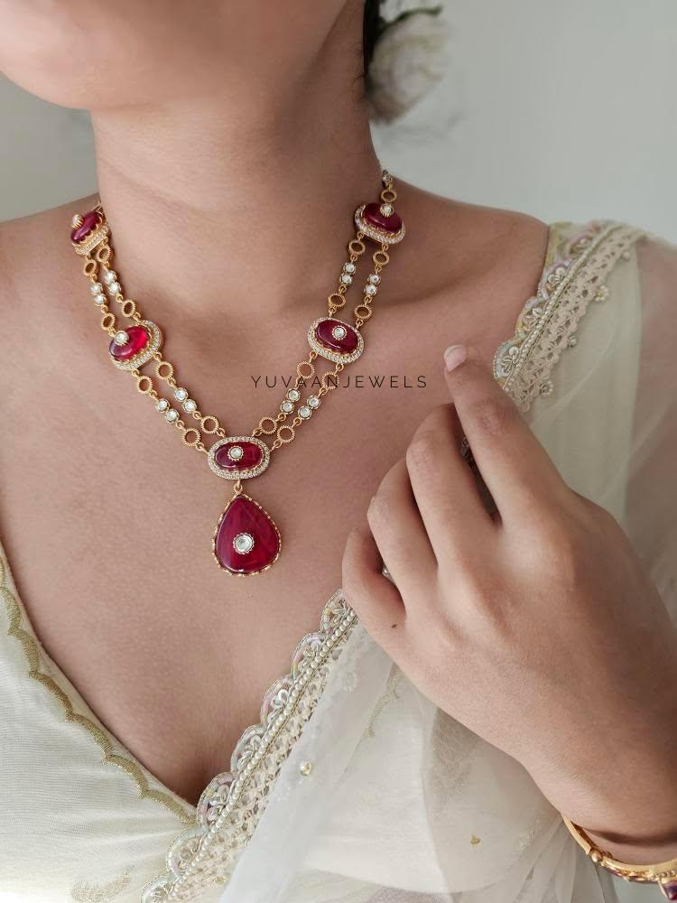 Prushka quartz and polki necklace Thumbnail