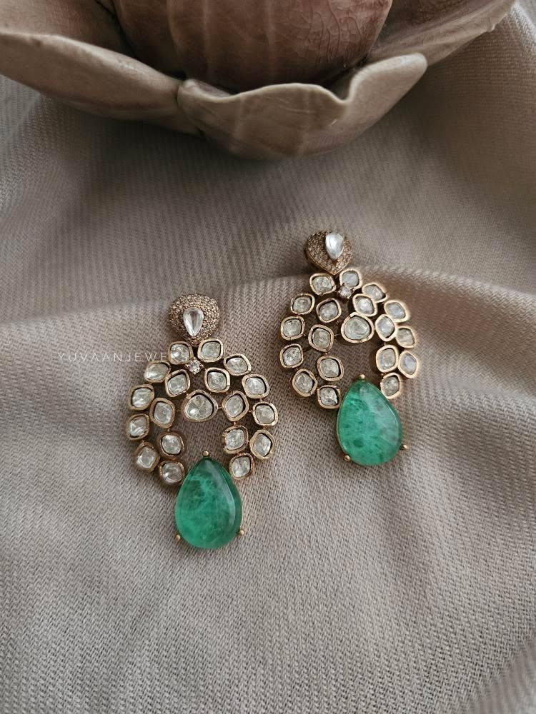 Ruhi quartz and polki earrings Thumbnail