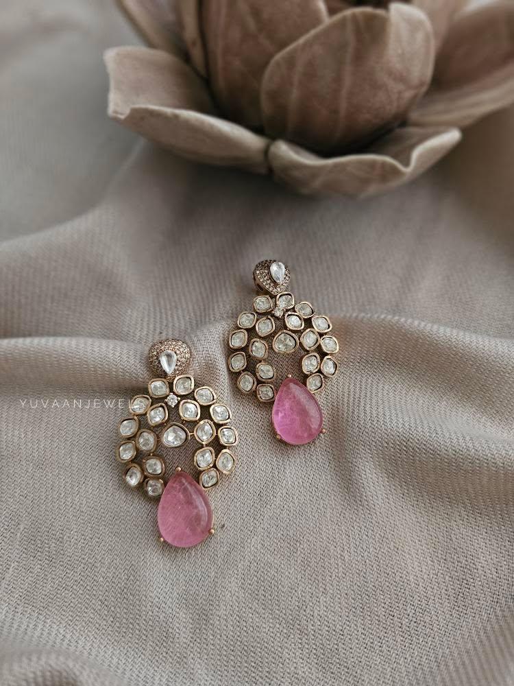 Ruhi quartz and polki earrings Thumbnail