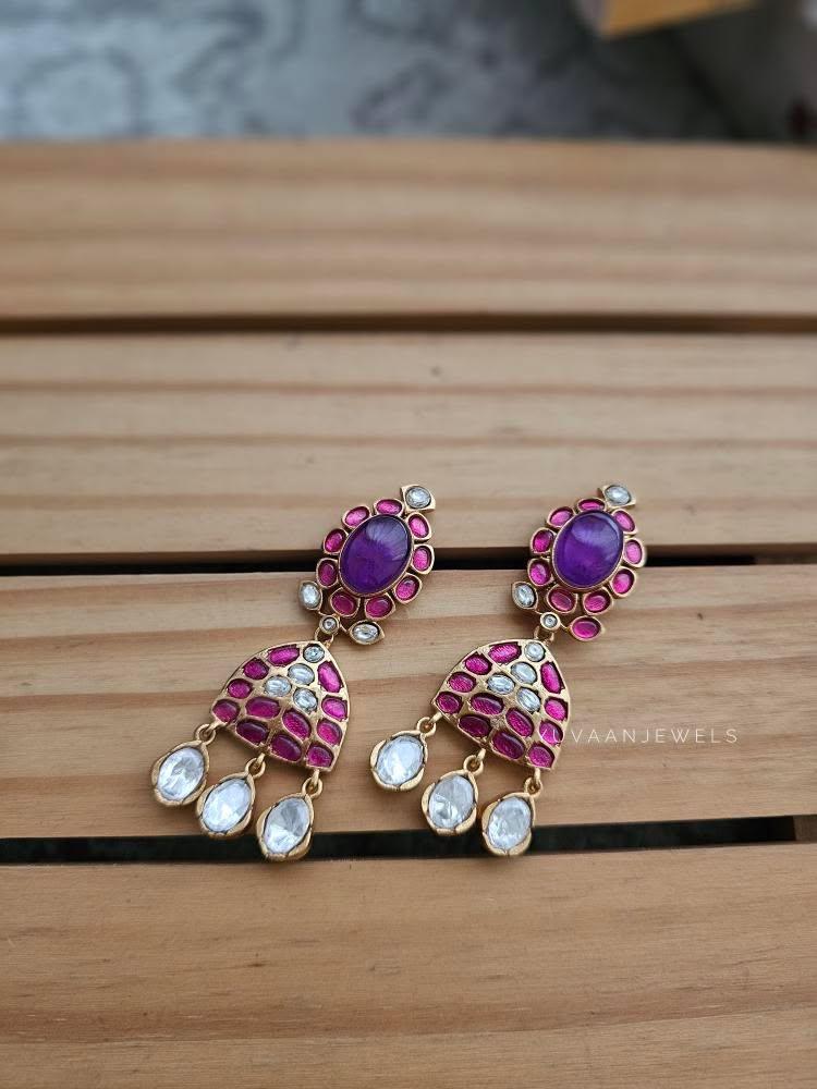Indriya quartz and polki earrings Thumbnail