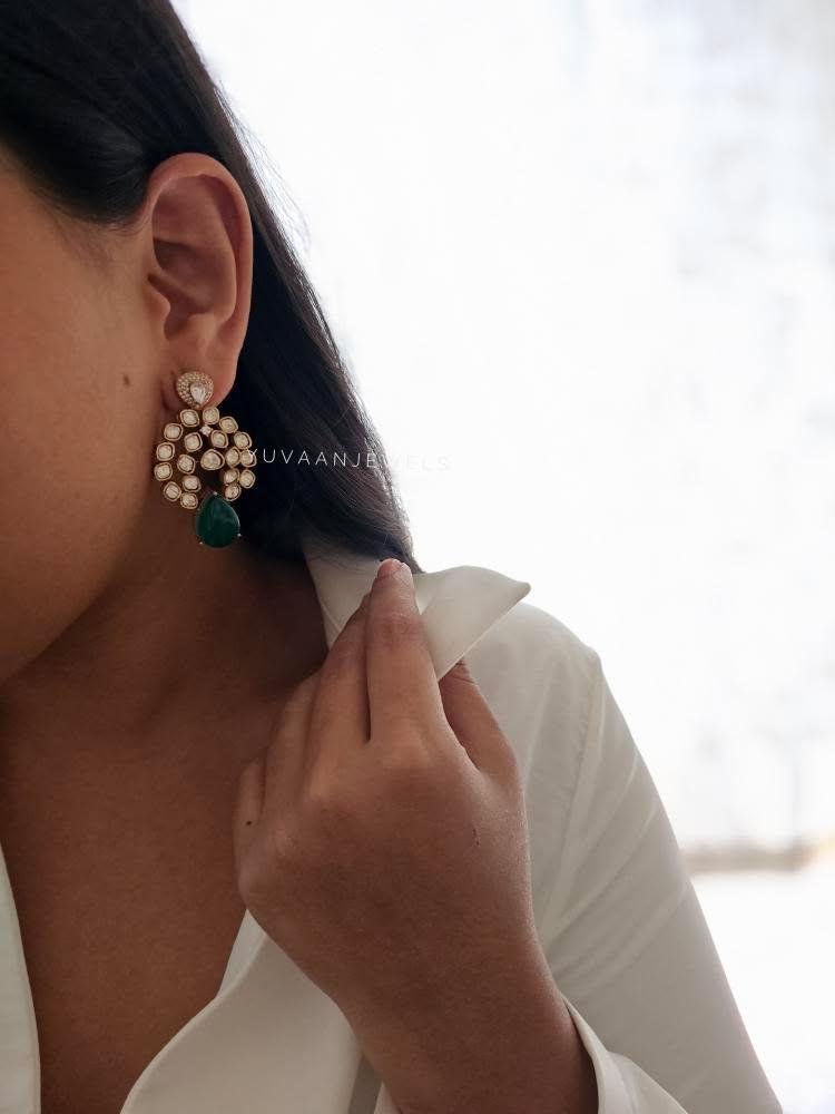 Ruhi quartz and polki earrings Thumbnail