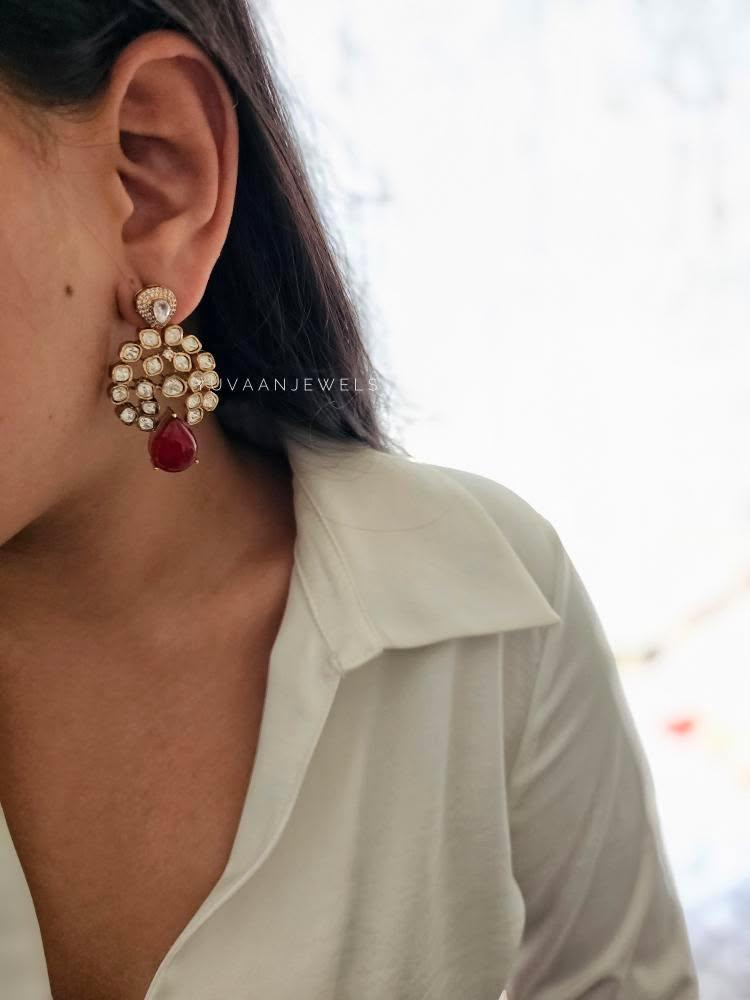 Ruhi quartz and polki earrings Thumbnail