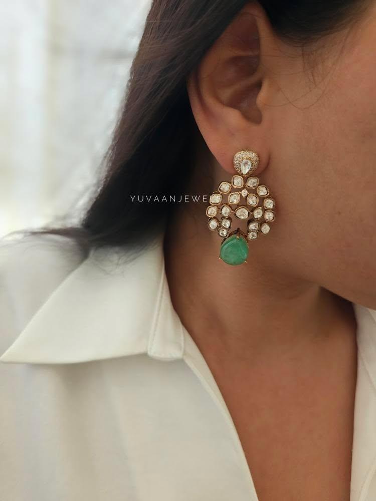Ruhi quartz and polki earrings Thumbnail