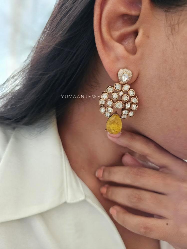 Ruhi quartz and polki earrings Thumbnail