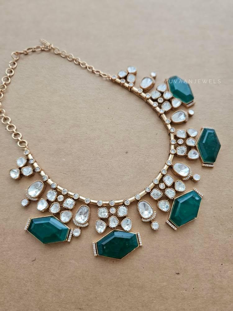 Aashna quartz and polki necklace Thumbnail