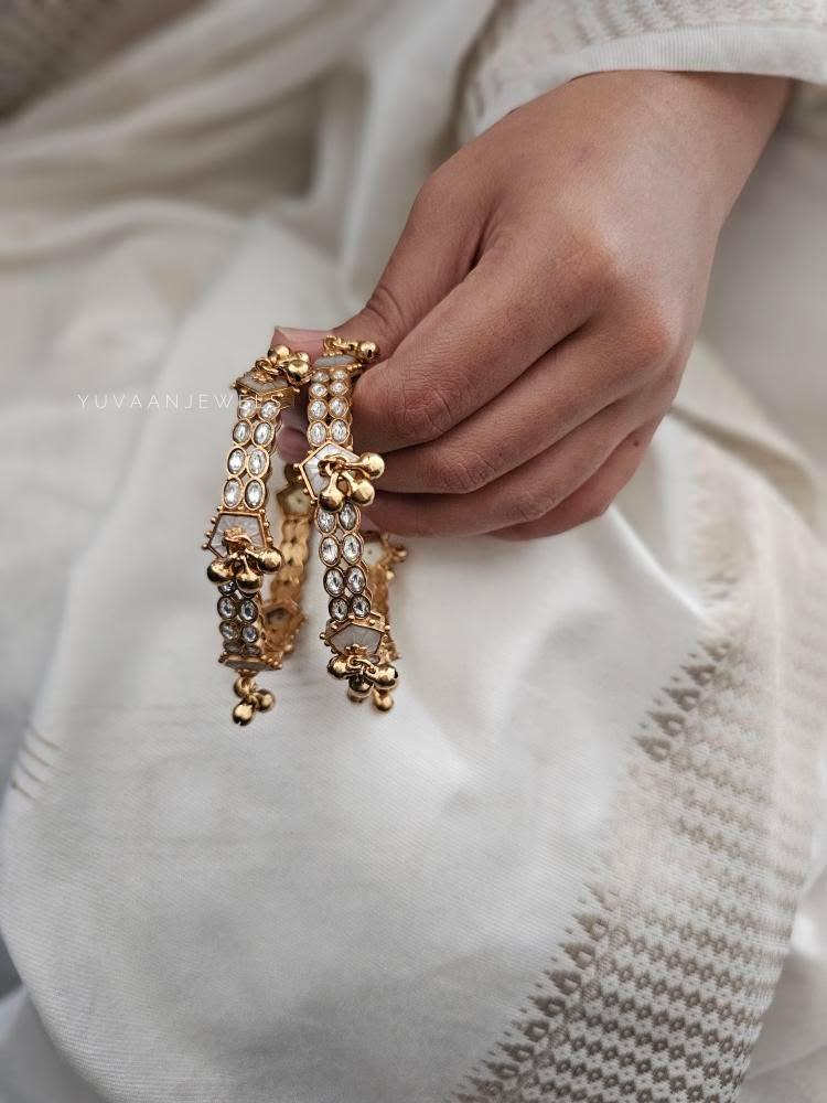 Sarah handcrafted openable polki bangles Thumbnail