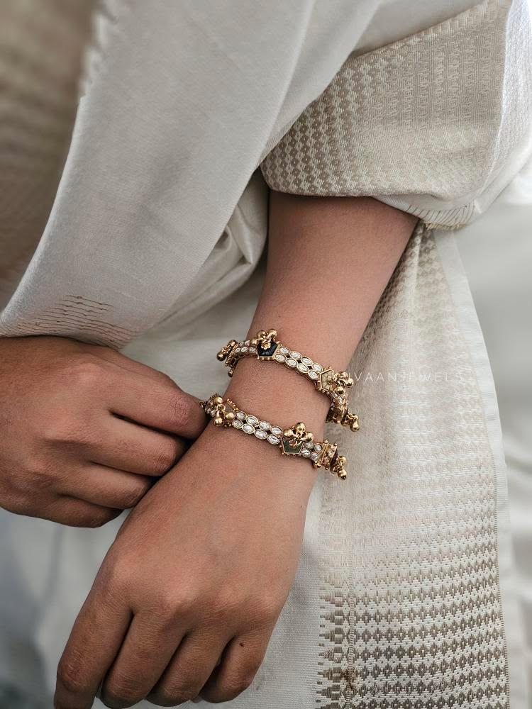 Sarah handcrafted openable polki bangles Thumbnail