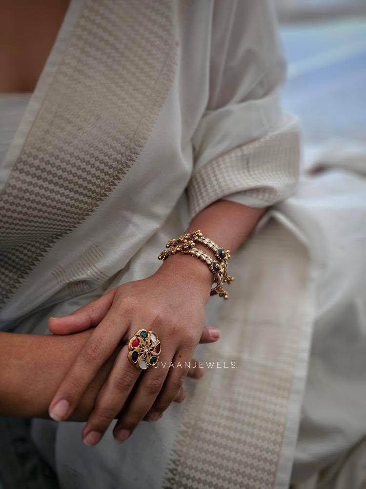 Sarah handcrafted openable polki bangles Thumbnail