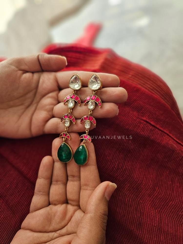 Mayur quartz and polki earrings Thumbnail