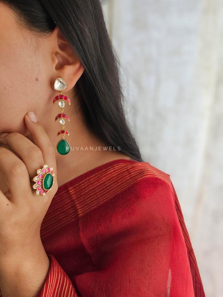 Mayur quartz and polki earrings Thumbnail