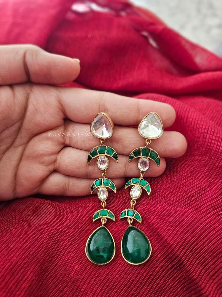 Mayur quartz and polki earrings Thumbnail