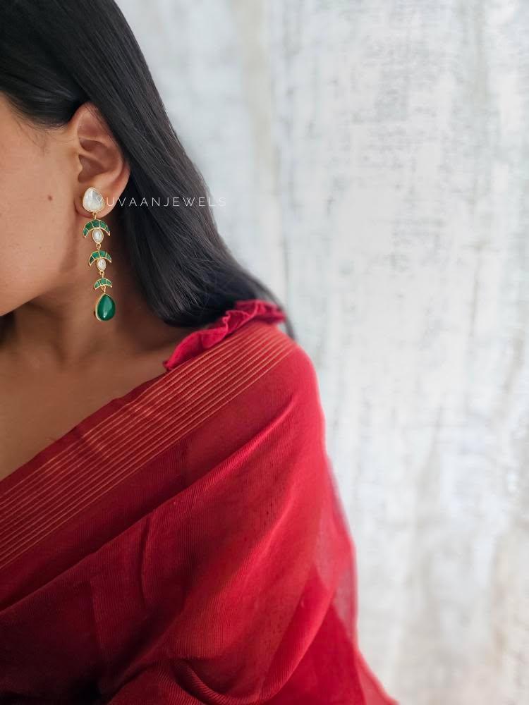 Mayur quartz and polki earrings Thumbnail