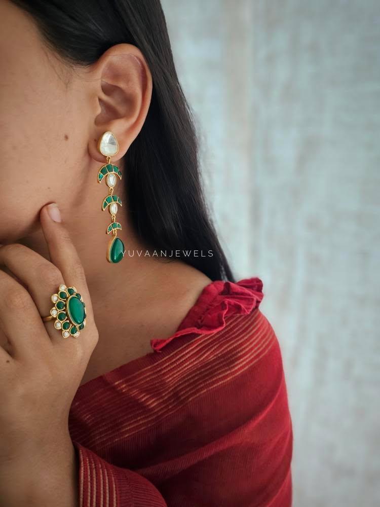 Mayur quartz and polki earrings Thumbnail