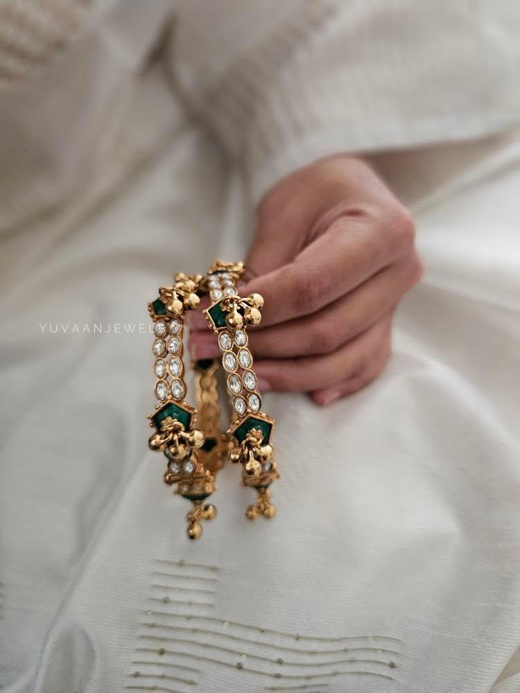 Sarah handcrafted openable polki bangles Thumbnail