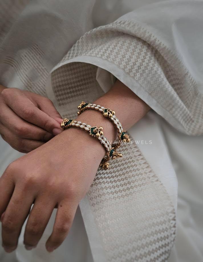 Sarah handcrafted openable polki bangles Thumbnail