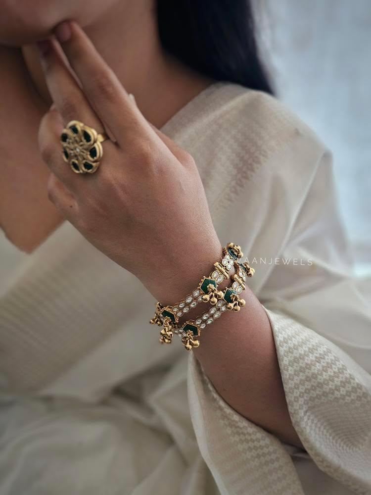 Sarah handcrafted openable polki bangles Thumbnail