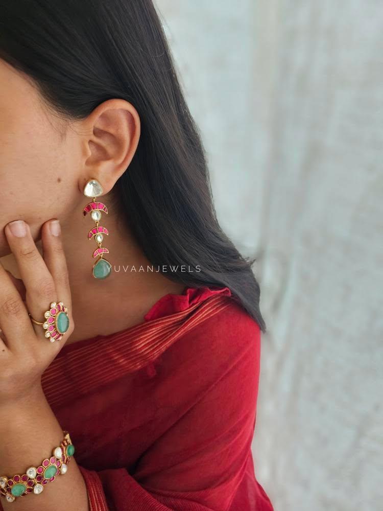 Mayur quartz and polki earrings Thumbnail