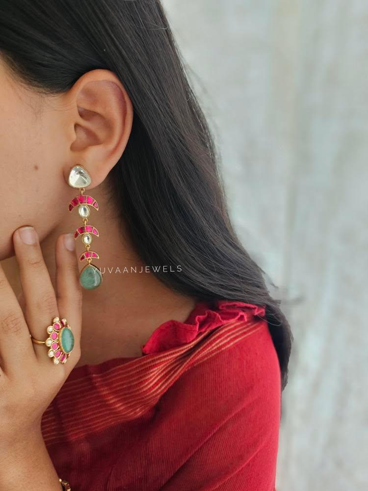 Mayur quartz and polki earrings Thumbnail