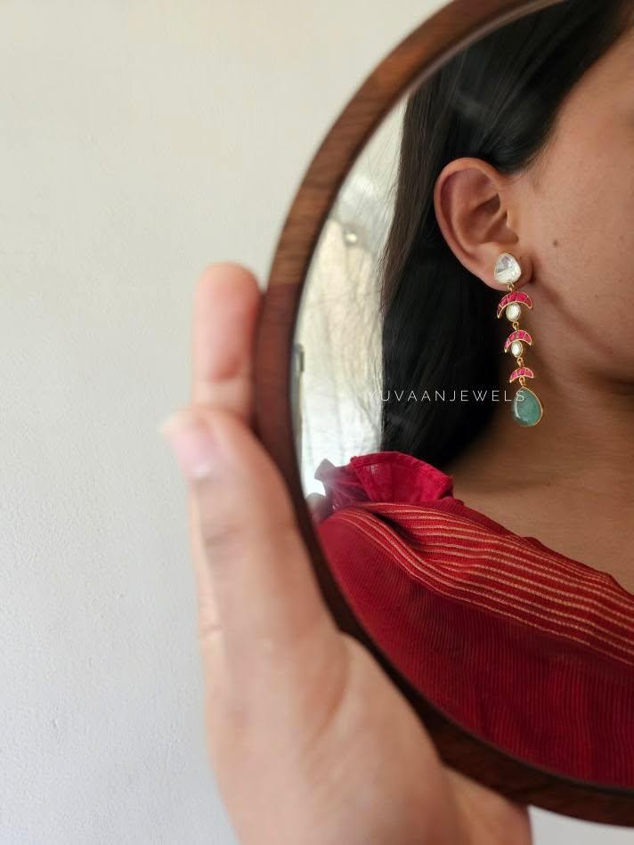 Mayur quartz and polki earrings Thumbnail